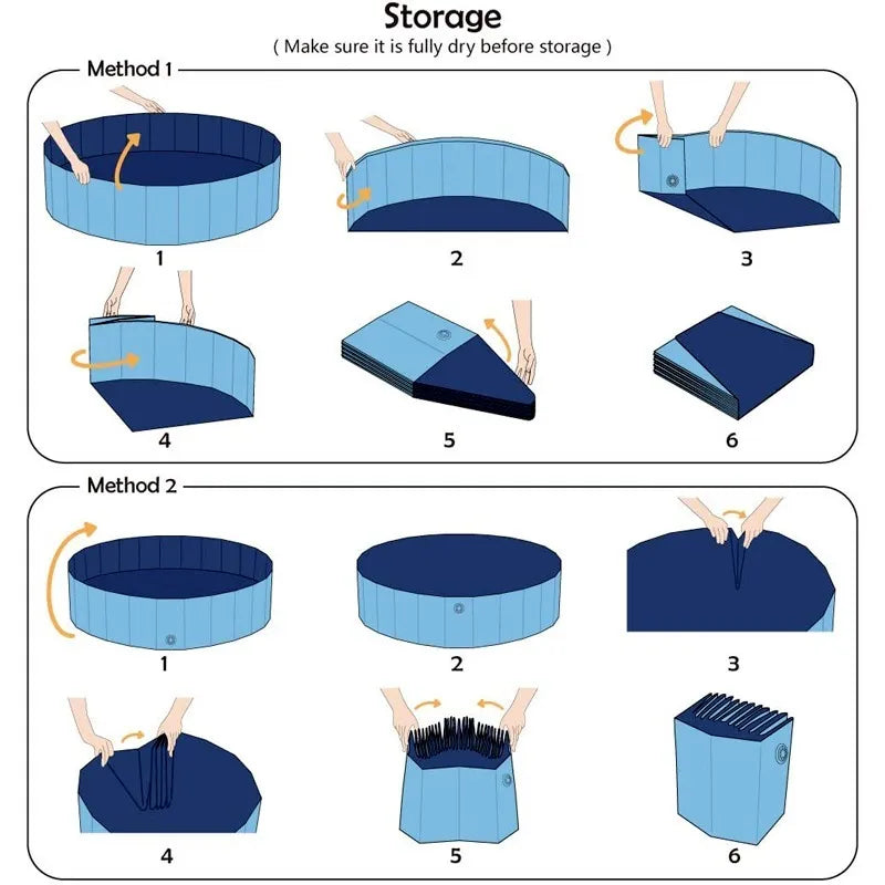Folding the portable swimming pool for pets and kids