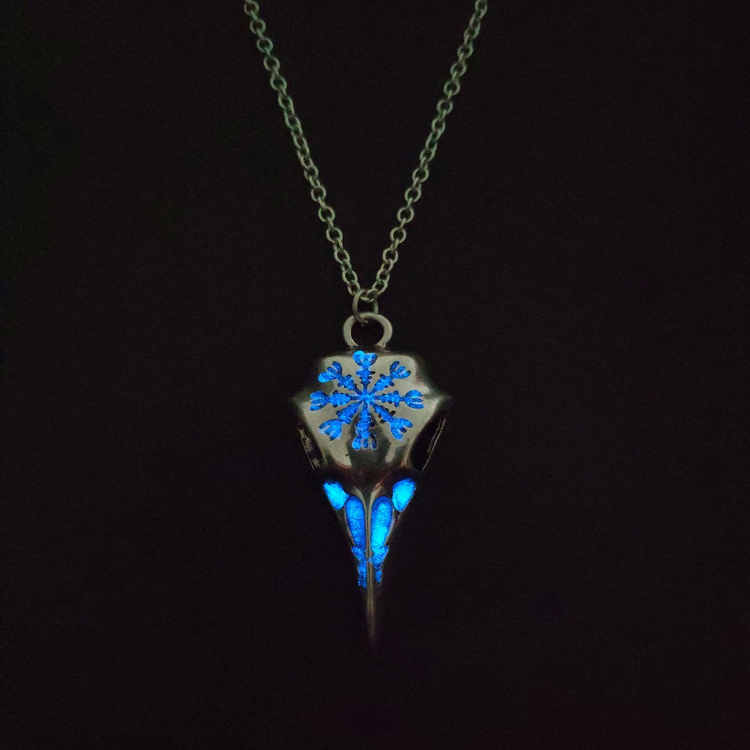 Crow Skull Glowing Necklace