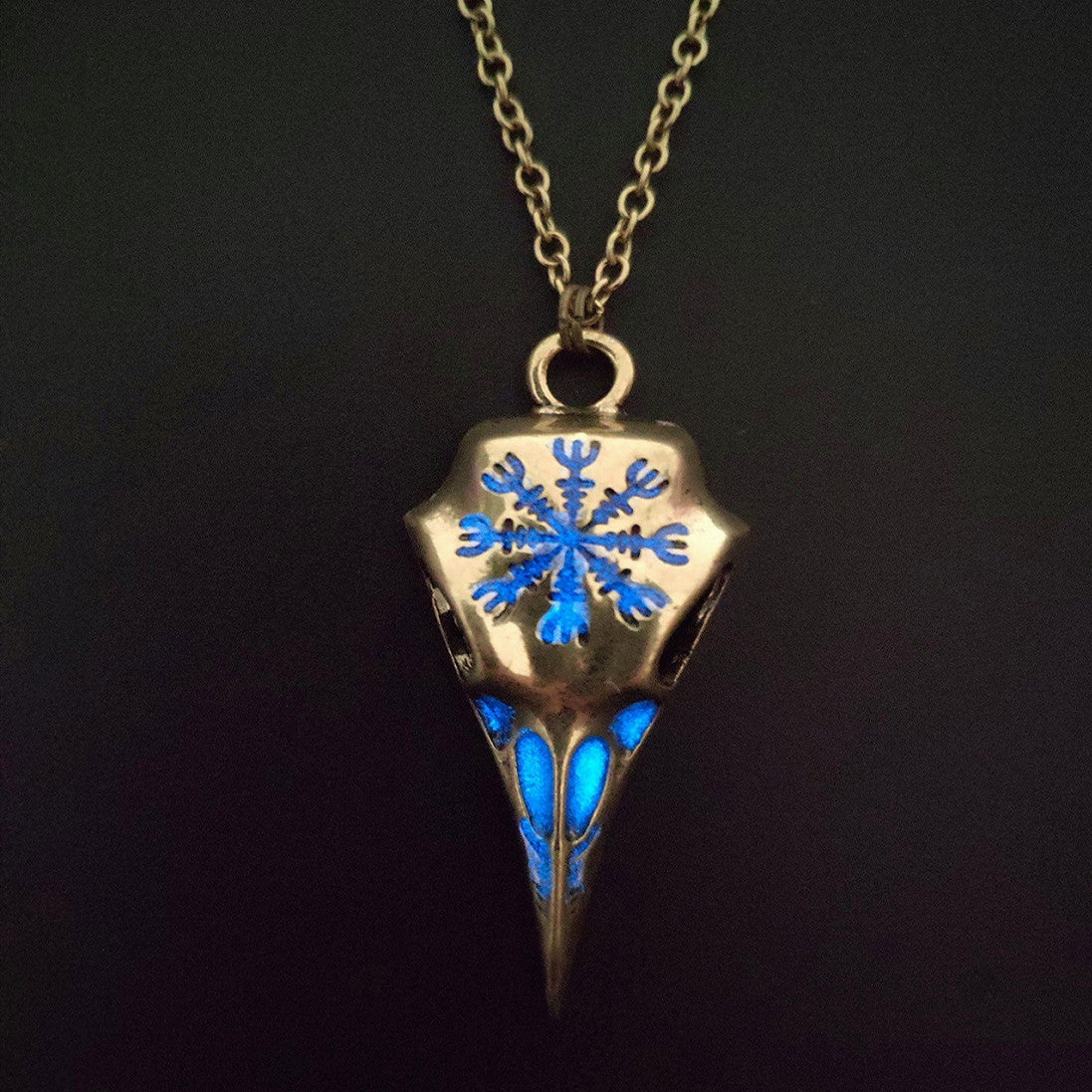 Crow Skull Glowing Necklace
